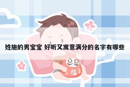 姓施的男宝宝 好听又寓意满分的名字有哪些