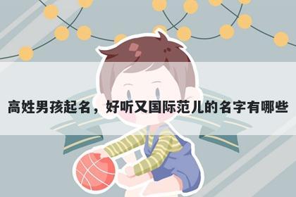 高姓男孩起名，好听又国际范儿的名字有哪些