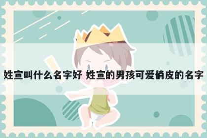 姓宣叫什么名字好 姓宣的男孩可爱俏皮的名字