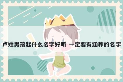 卢姓男孩起什么名字好听 一定要有涵养的名字