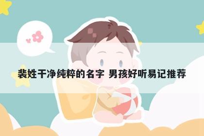 裴姓干净纯粹的名字 男孩好听易记推荐