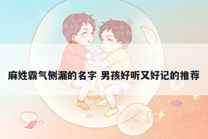 麻姓霸气侧漏的名字 男孩好听又好记的推荐