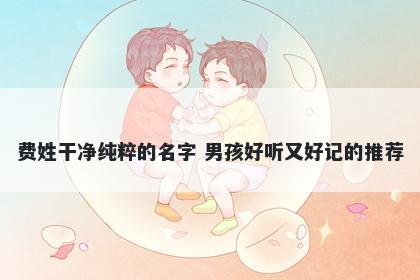 费姓干净纯粹的名字 男孩好听又好记的推荐