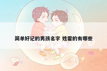 简单好记的男孩名字 姓霍的有哪些