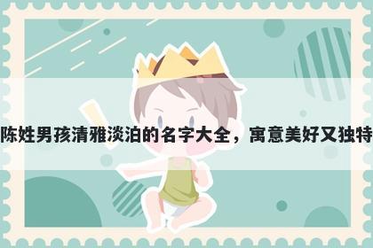 陈姓男孩清雅淡泊的名字大全，寓意美好又独特